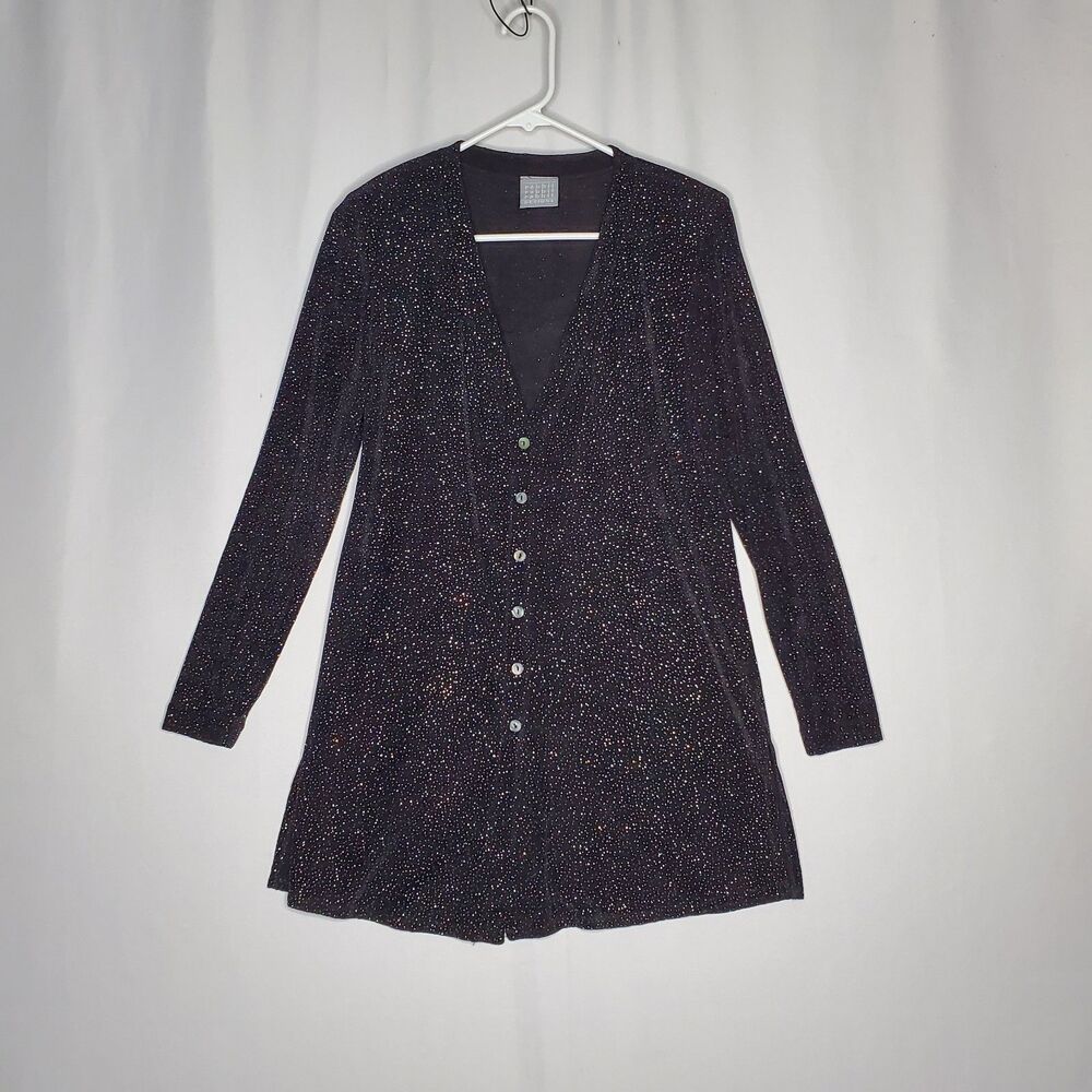 Rabbit Designs 2 Pc Sparkle Mini Dress 6 Black Slinky 90s Glam Grunge Rainbow